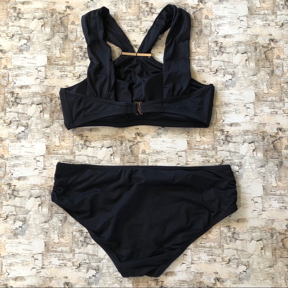 Michael Kors Black Gold Logo Bar Bikini Set M / L - Picture 2 of 8